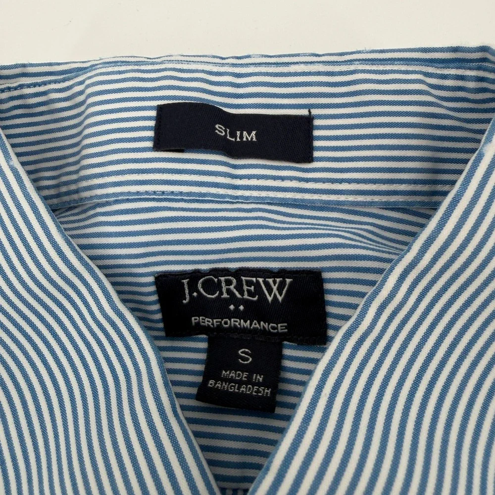 J Crew Mens Performance Slim Fit Blue White Striped Button‎ Down Shirt Small